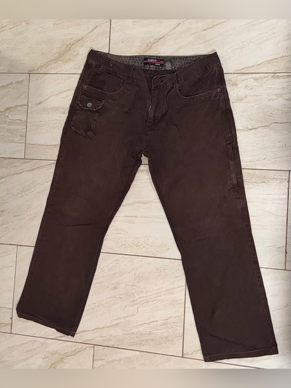 MEN RELAXED FIT MULTI-POCKET WORK PANTS DEEP IN BROWN